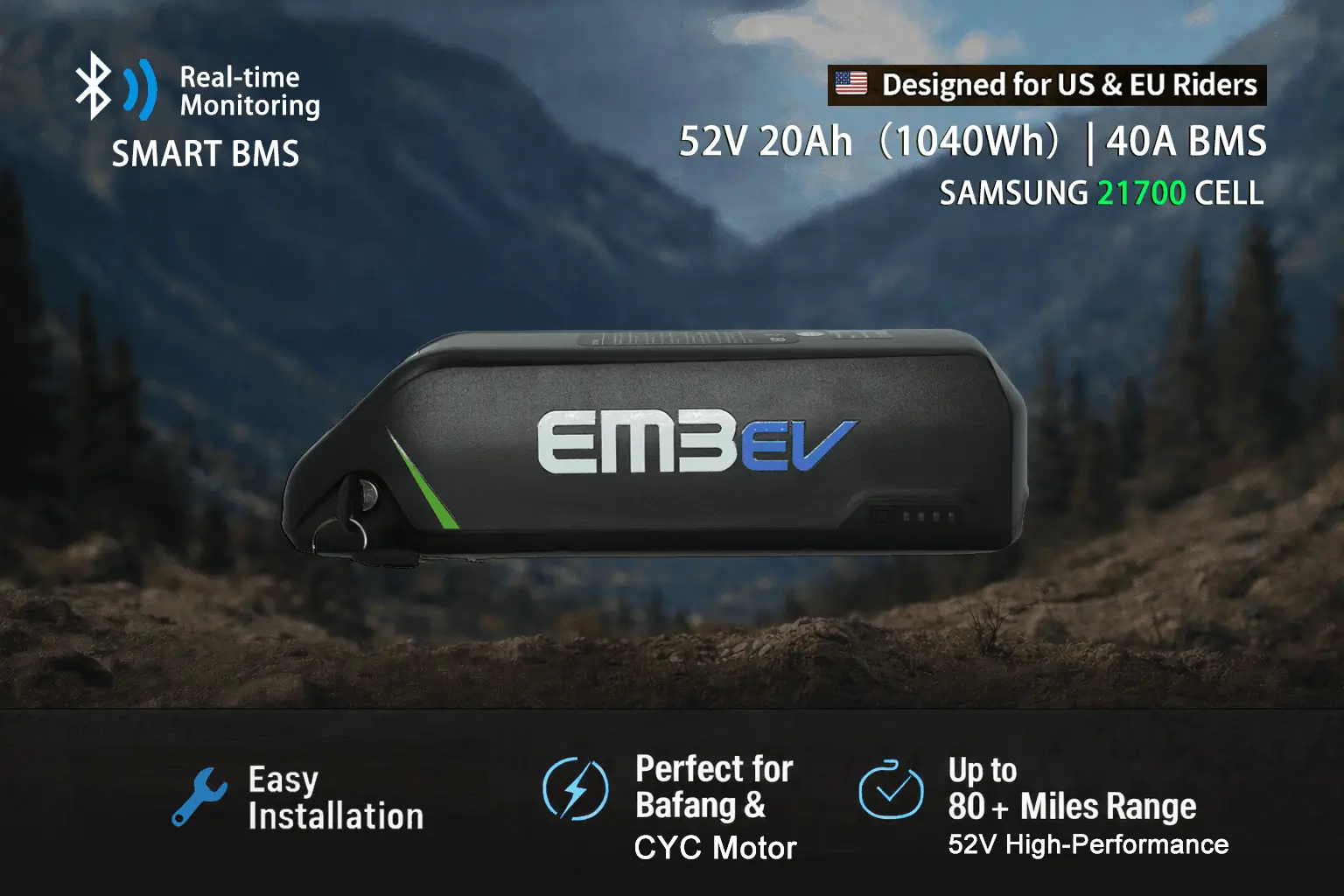 52V 14S eBike battery pack with Samsung cells
