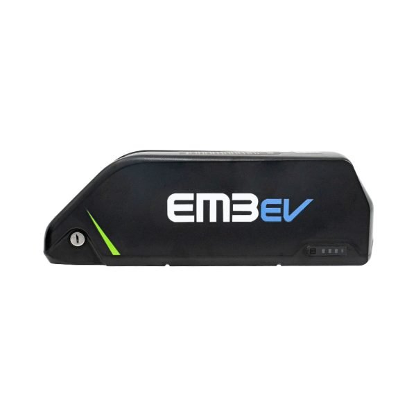 Left side view of the EM3ev King Shark 1404 52V 20Ah eBike battery