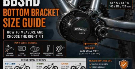 BBSHD bottom bracket size guide showing how to measure shell width for Bafang M615 eBike motors
